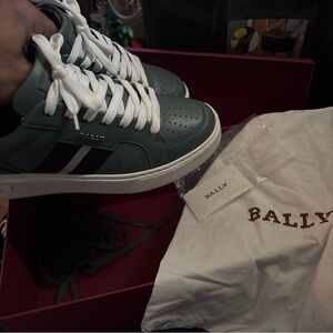 Bally Green Suede Sneakers with White Accents